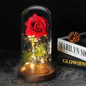 enchanted love rose - led glass dome forever rose valentine's day mother's day special romantic deep red