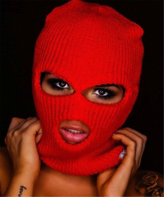 full face beanie 3 hole - balaclava mask ski knitted mask for adult - multiple colors red