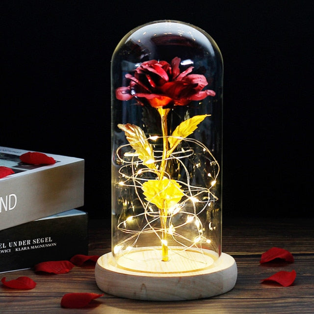 enchanted love rose - led glass dome forever rose valentine's day mother's day special romantic red