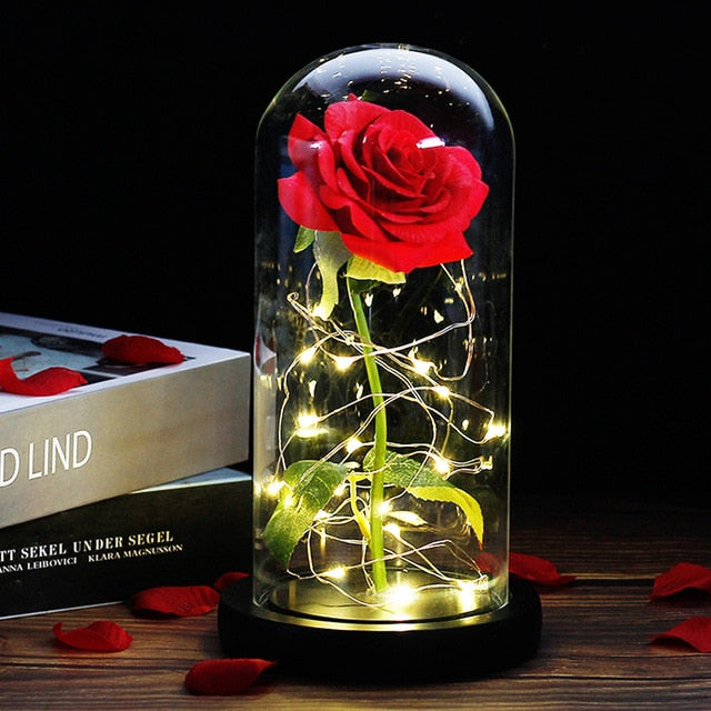 enchanted love rose - led glass dome forever rose valentine's day mother's day special romantic red 1