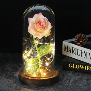 enchanted love rose - led glass dome forever rose valentine's day mother's day special romantic pink shimmer 2