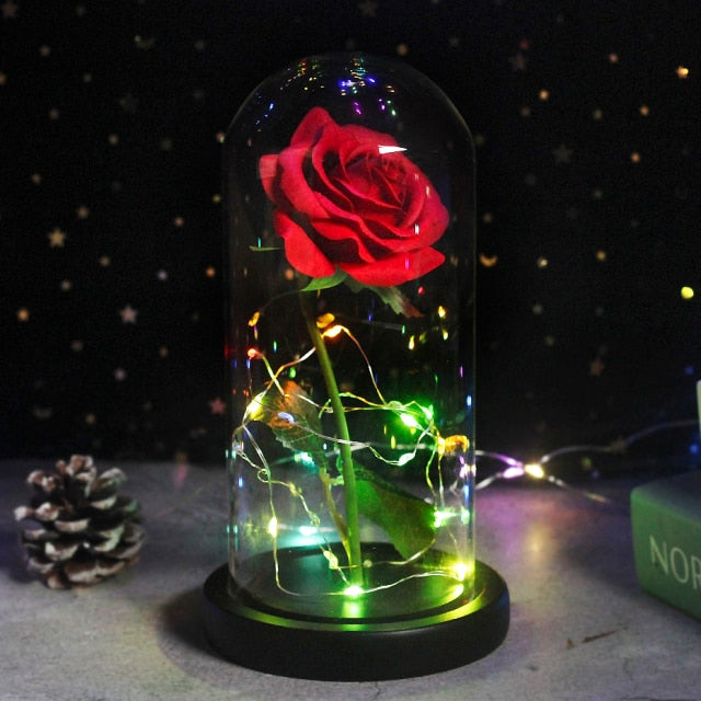 enchanted love rose - led glass dome forever rose valentine's day mother's day special romantic lantern