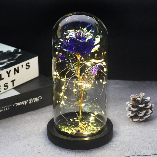 enchanted love rose - led glass dome forever rose valentine's day mother's day special romantic plum