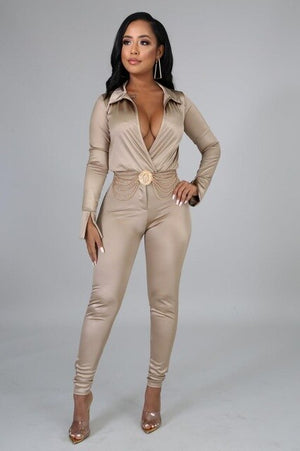 elite satin - two piece silk/casual - pretty bodysuit & pants set deep v neck bodysuit shirt + high waist pants two pieces party clubwear sets