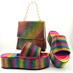 platform slides & bag set - rainbow - hot! matching shoe