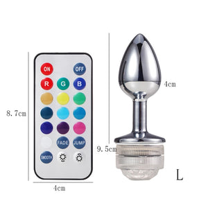 led butt plug metal anal plug with light sex games for couples luminous anal cork prostate massage buttplug tail erotic toys remote-l