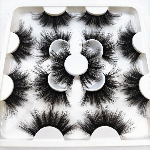 xclusive lashes - 7 pairs faux mink eyelashes 25mm lashes fluffy messy 3d mink lashes wholesale, 8 pairs natural false eyelashes extension