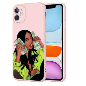 afro girls black women art case for iphone 11 12 xr xs max x 7 8 6 plus 11pro max make money cash girl melanin poppin case