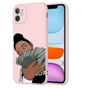 afro girls black women art case for iphone 11 12 xr xs max x 7 8 6 plus 11pro max make money cash girl melanin poppin case