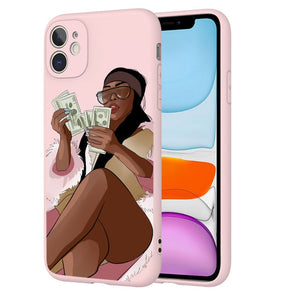 afro girls black women art case for iphone 11 12 xr xs max x 7 8 6 plus 11pro max make money cash girl melanin poppin case