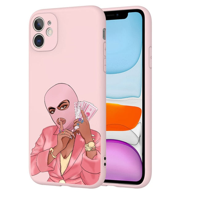 afro girls black women art case for iphone 11 12 xr xs max x 7 8 6 plus 11pro max make money cash girl melanin poppin case