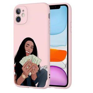 afro girls black women art case for iphone 11 12 xr xs max x 7 8 6 plus 11pro max make money cash girl melanin poppin case