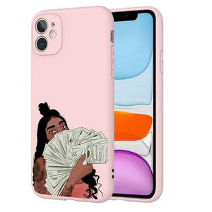 afro girls black women art case for iphone 11 12 xr xs max x 7 8 6 plus 11pro max make money cash girl melanin poppin case