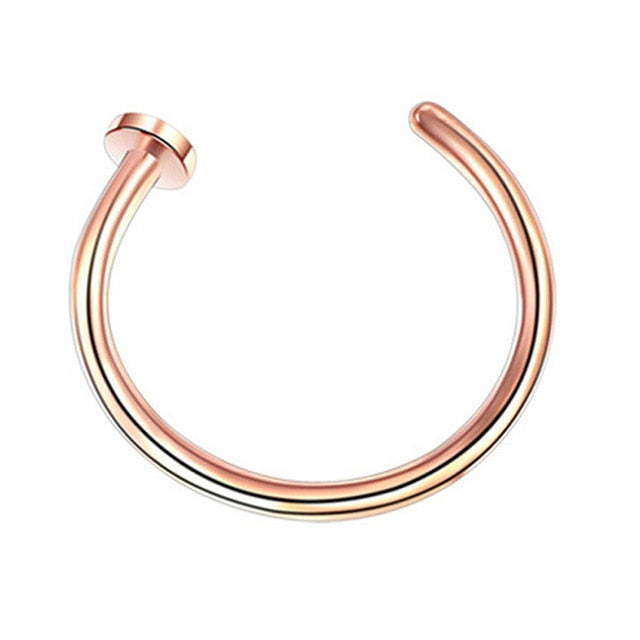 nose rings - 1pcs u shaped nose ring hoop septum rings jewelry  stainless steel nose piercing fake piercing oreja pircing jewelry style 1-rose gold