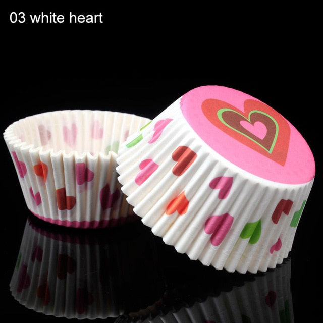 100pcs/pack cake muffin cupcake paper cups cake box cupcake kitchen liner kitchen baking accessories cake mold small muffin boxes white heart