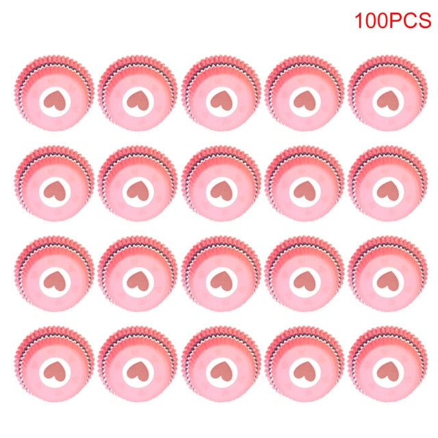 100pcs/pack cake muffin cupcake paper cups cake box cupcake kitchen liner kitchen baking accessories cake mold small muffin boxes pink love