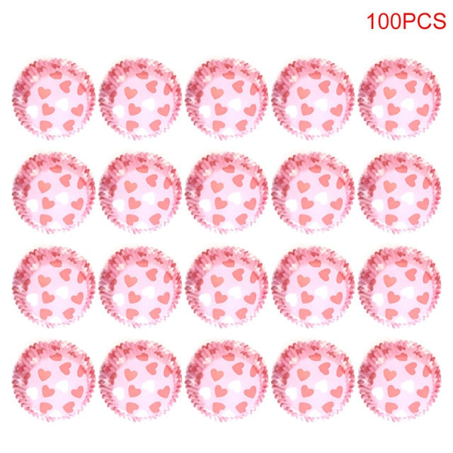 100pcs/pack cake muffin cupcake paper cups cake box cupcake kitchen liner kitchen baking accessories cake mold small muffin boxes red white love