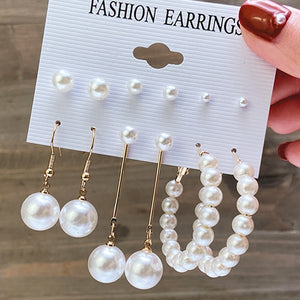 17km fashion pearl hoop earrings set for women geometirc gold metal circle hoop earrings brincos 2021 trend jewelry gift cs5244302