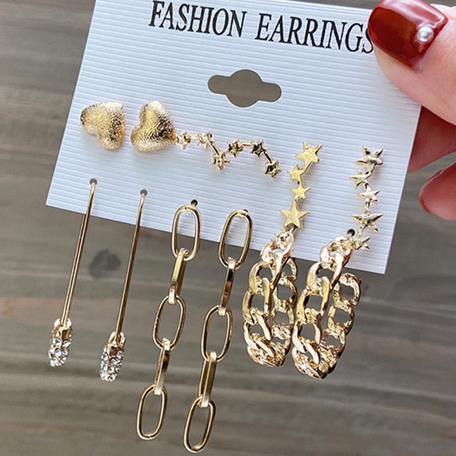 17km fashion pearl hoop earrings set for women geometirc gold metal circle hoop earrings brincos 2021 trend jewelry gift cs51987