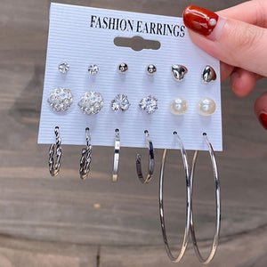 17km fashion pearl hoop earrings set for women geometirc gold metal circle hoop earrings brincos 2021 trend jewelry gift ejcs58025