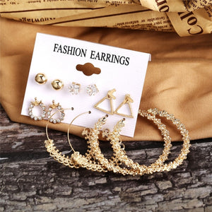 17km fashion pearl hoop earrings set for women geometirc gold metal circle hoop earrings brincos 2021 trend jewelry gift cs51023