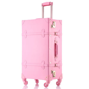 travel more - pink vintage - luxury travel - pretty high guality/leather luggage