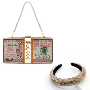 bling rhinestone money clutch - purses handbags luxury crystal headband elegant evening clutch bag a pink