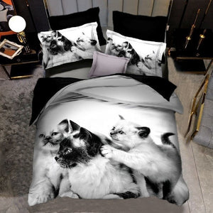 3d love rose heart bedding set nordic duvet cover 150x200 220x240 king size quilt cover modern cat wolf print pillowcase no bed sheet