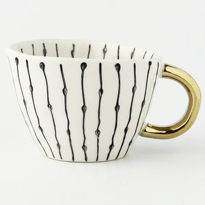 creative geometric ceramic mugs with gold handle handmade coffee cups irregular shaped tea milk mug cup unique gifts home decor 4