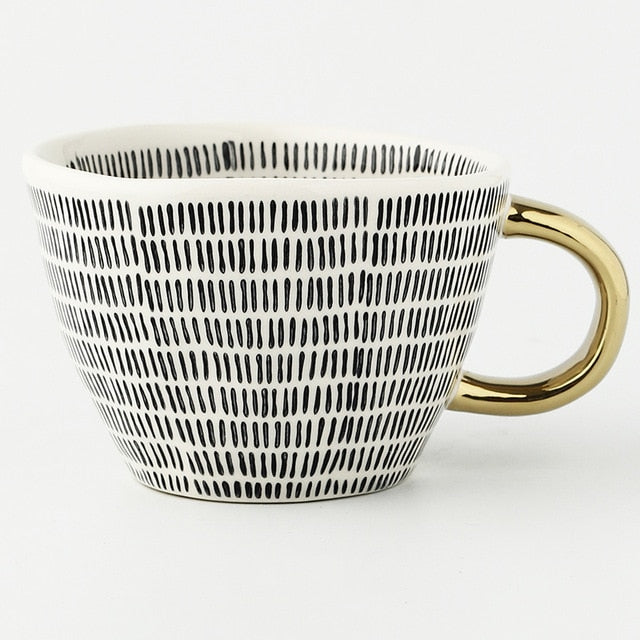 creative geometric ceramic mugs with gold handle handmade coffee cups irregular shaped tea milk mug cup unique gifts home decor 7