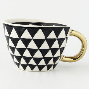 creative geometric ceramic mugs with gold handle handmade coffee cups irregular shaped tea milk mug cup unique gifts home decor 9