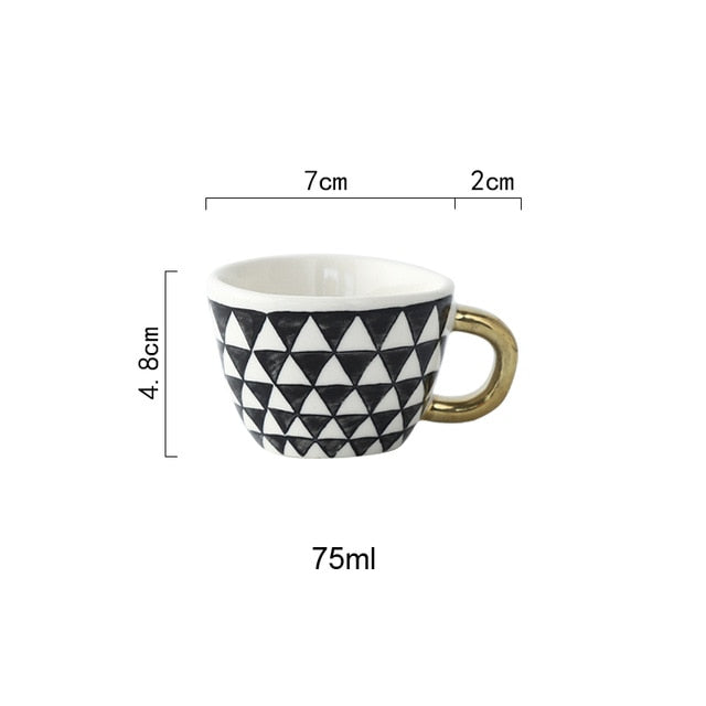 creative geometric ceramic mugs with gold handle handmade coffee cups irregular shaped tea milk mug cup unique gifts home decor 16