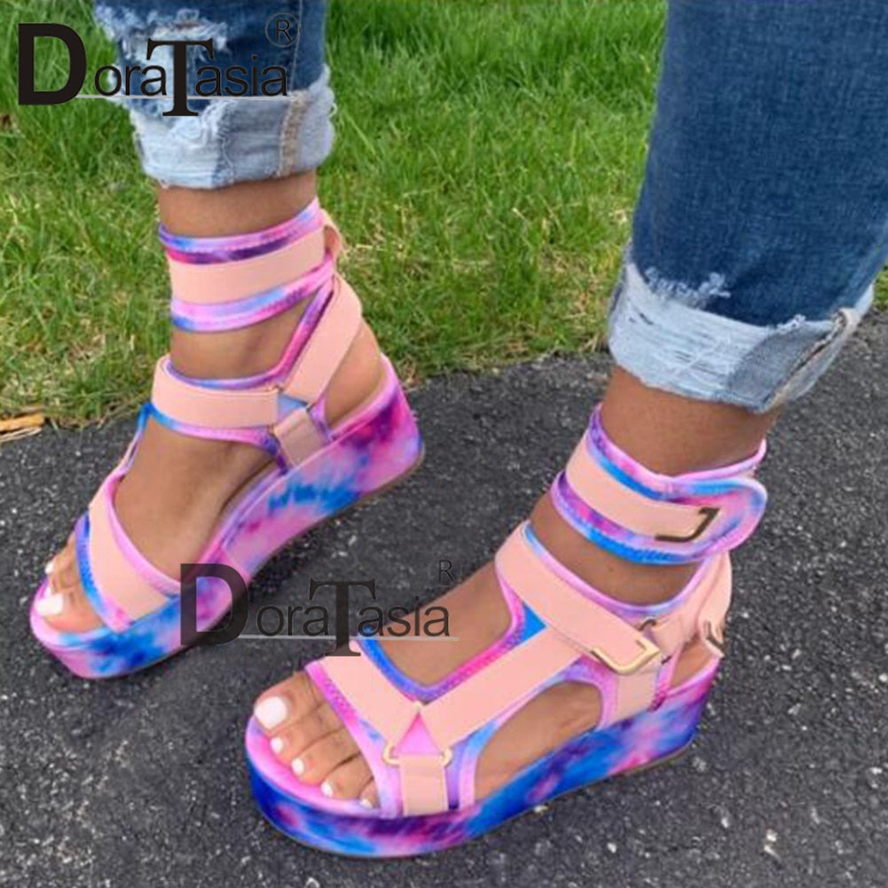 new women's gladiator sandals ladies flat platform colorful shoes woman casual beach summer sandals