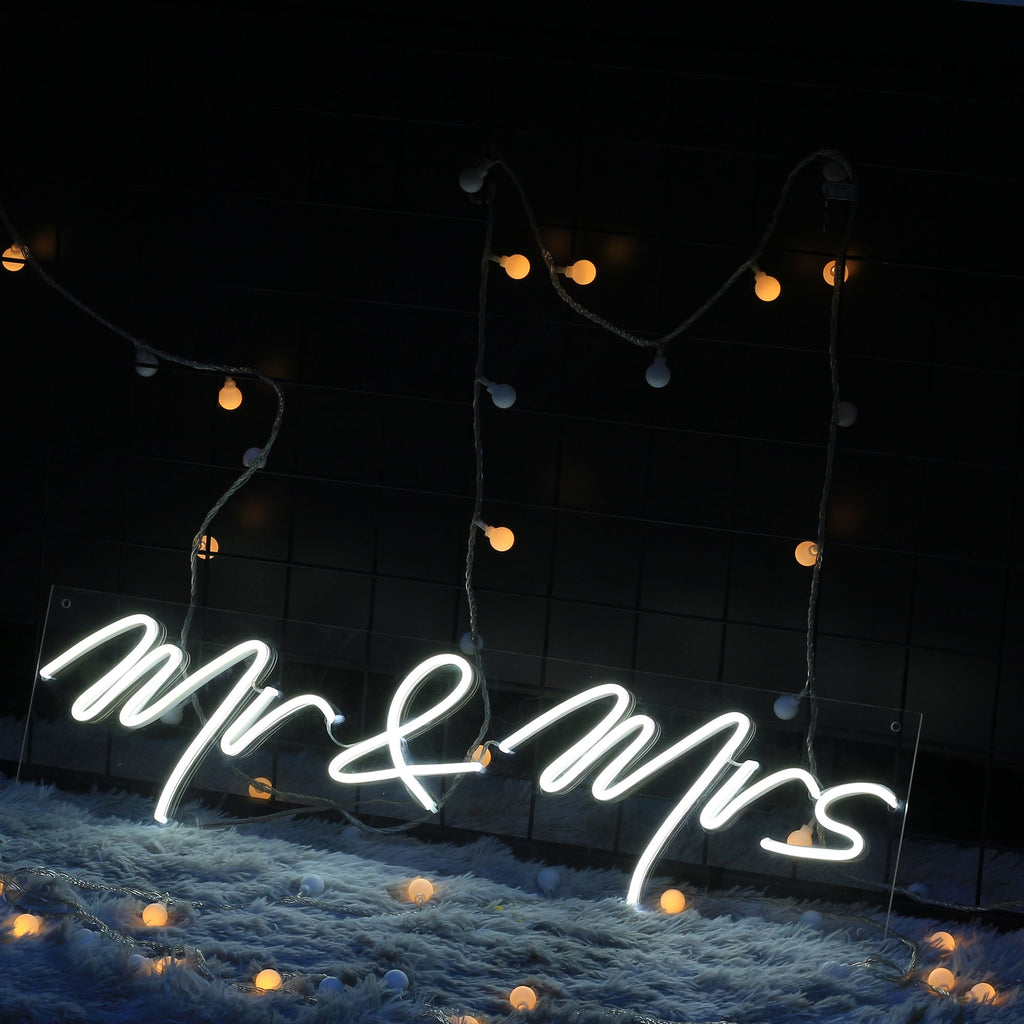 mr & mrs - custom waterproof flex wedding neon sign mr&mrs handmake love neon for engagement wedding ceremony valentine's day decoration