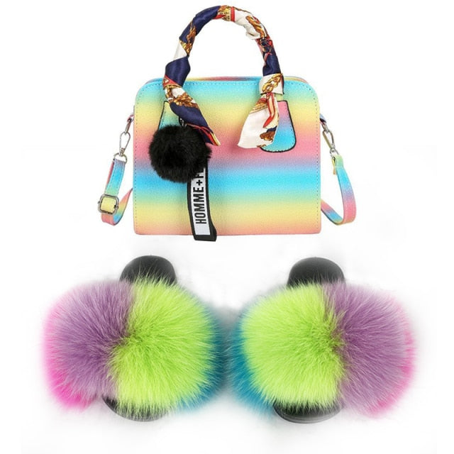 pretty boujee set - slides/shoe & bag - multi color