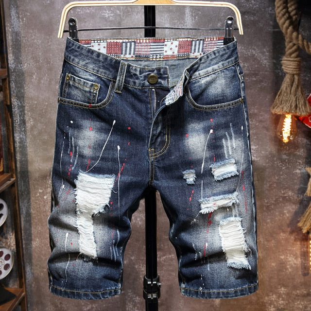 xclusive mens - spring summer men's denim shorts men's clothing beach ripped jeans denim cotton short casual business social men shorts