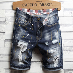 xclusive mens - spring summer men's denim shorts men's clothing beach ripped jeans denim cotton short casual business social men shorts