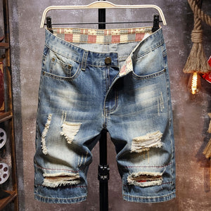 xclusive mens - spring summer men's denim shorts men's clothing beach ripped jeans denim cotton short casual business social men shorts