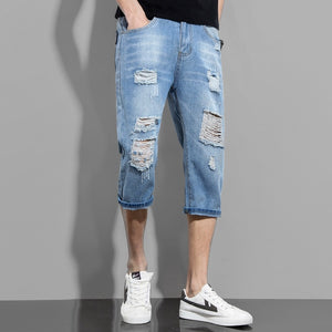 xclusive mens - spring summer men's denim shorts men's clothing beach ripped jeans denim cotton short casual business social men shorts