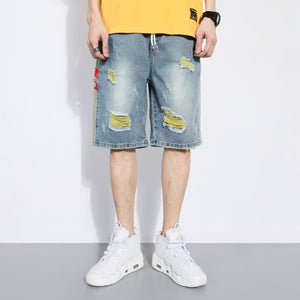 xclusive mens - spring summer men's denim shorts men's clothing beach ripped jeans denim cotton short casual business social men shorts