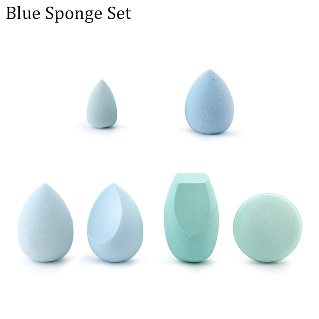 wholesale mini makeup sponge water drop shape makeup soft foundation puff concealer flawless mixed cosmetic makeup sponge blue sponge set