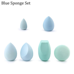 wholesale mini makeup sponge water drop shape makeup soft foundation puff concealer flawless mixed cosmetic makeup sponge blue sponge set