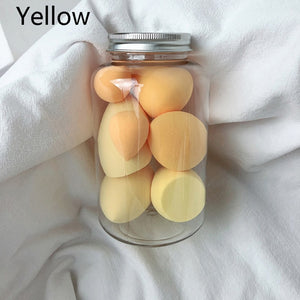 og pretty - makeup sponge dry&wet use cosmetic puff sponge maquiagem foundation powder blush beauty tools with storage box 7pcs-yellow