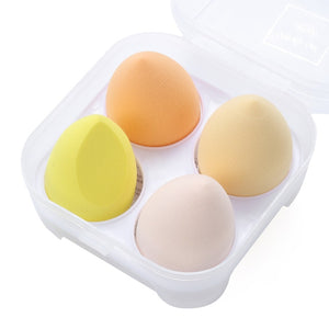 og pretty - makeup sponge dry&wet use cosmetic puff sponge maquiagem foundation powder blush beauty tools with storage box 4pcs-yellow