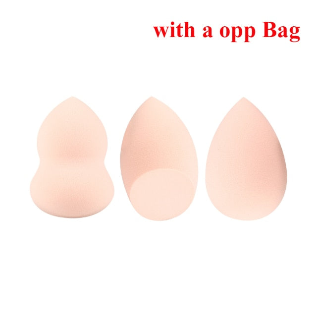 og pretty - makeup sponge dry&wet use cosmetic puff sponge maquiagem foundation powder blush beauty tools with storage box 3pcs-skin color