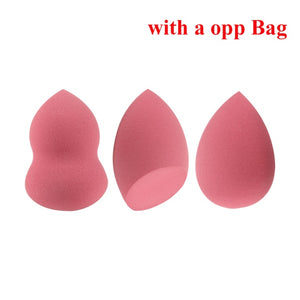 og pretty - makeup sponge dry&wet use cosmetic puff sponge maquiagem foundation powder blush beauty tools with storage box 3pcs-wine red