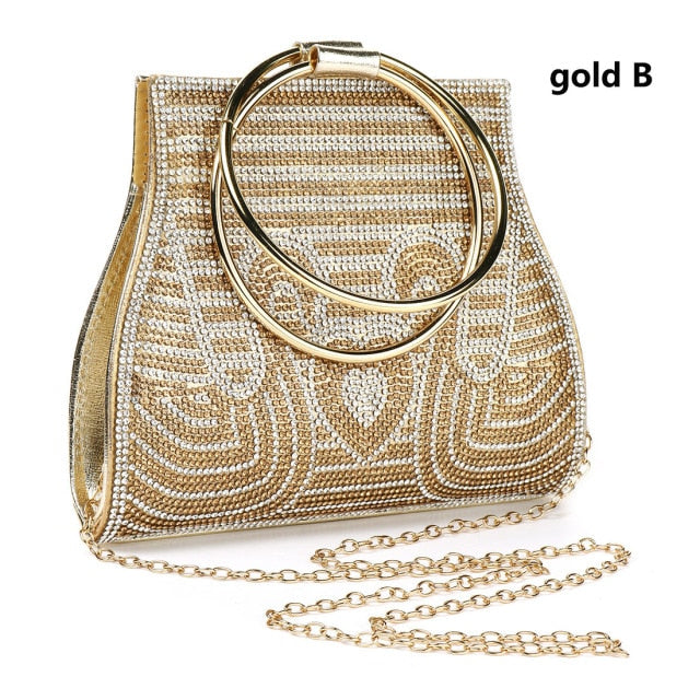 woman evening bag diamond rhinestone clutch crystal day lady wallet wedding purse party banquet silver handbags clutches tote gold b