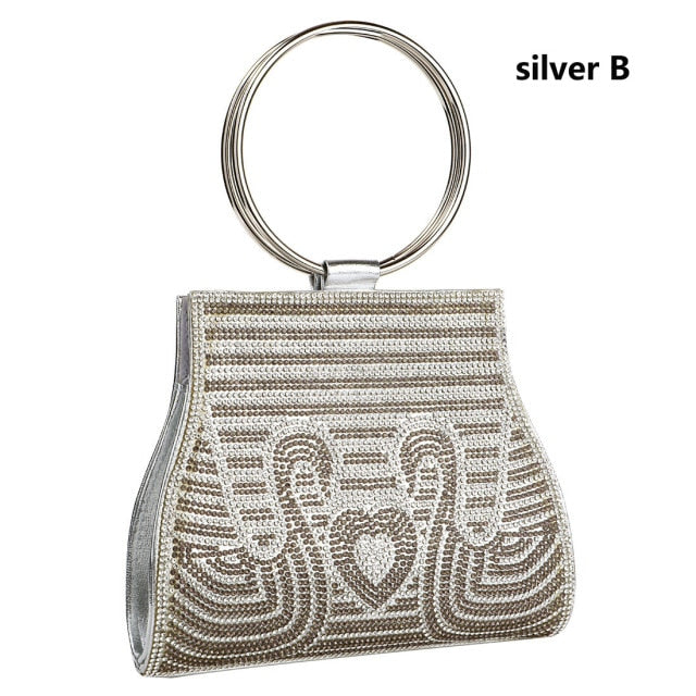 woman evening bag diamond rhinestone clutch crystal day lady wallet wedding purse party banquet silver handbags clutches tote silver b