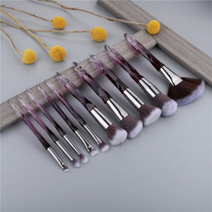 og pretty - crystal makeup brushes powder foundation eyeshadow eyebrow cosmetics for face fan make up brush set brochas maquillaje fan 10pcs ppbr