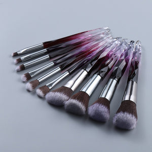 og pretty - crystal makeup brushes powder foundation eyeshadow eyebrow cosmetics for face fan make up brush set brochas maquillaje 10pcs ppbr